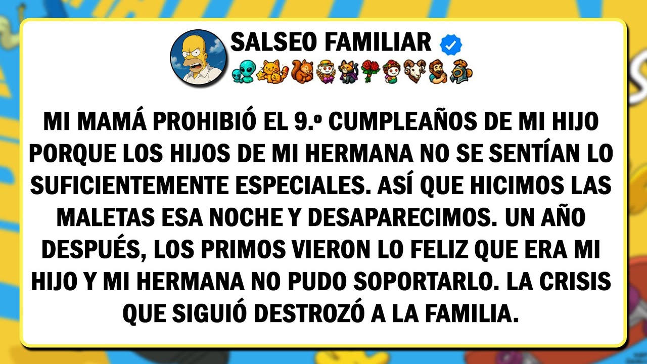 Mi mamá prohibió el noveno cumpleaños de mi hijo porque los hijos de mi hermana no se sentían lo...