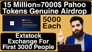 15 Million Pahoo Tokens Worth 7000$ Genuine Airdrop On Extstock Exchange