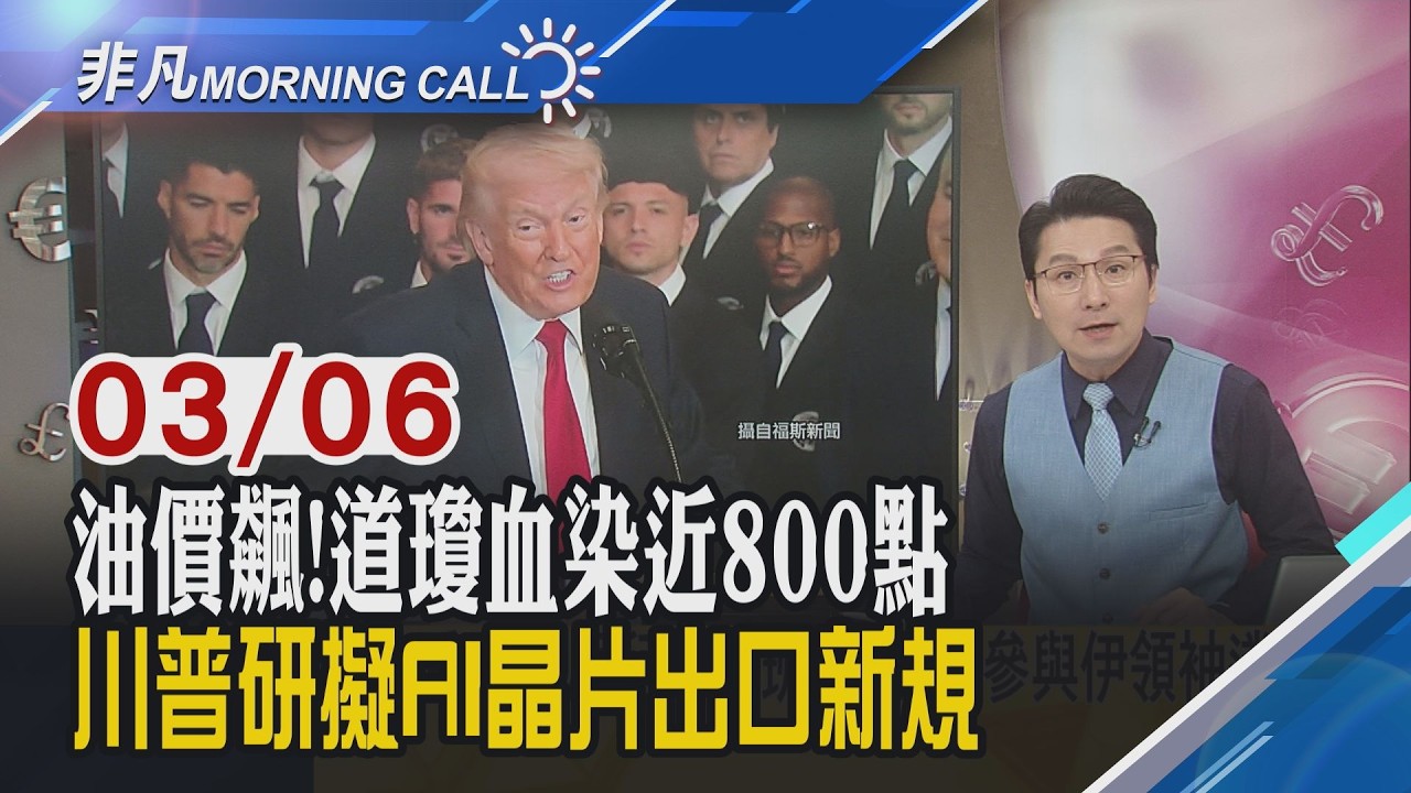 中東戰火衝高油價 股債雙殺 道瓊一度跌逾千點!半導體業面臨大逆風...美國擬新規範:全球買AI晶片 都需要美方點頭｜主播鄧凱銘｜【非凡Morning Call】20260306｜非凡財經新聞