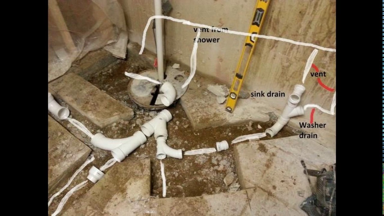 Basement bathroom plumbing design - YouTube