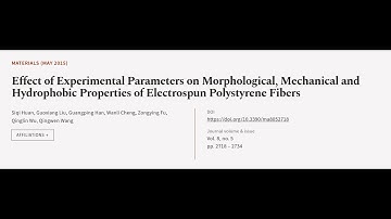 Effect of Experimental Parameters on Morphological, Mechanical and Hydrophobic Proper... | RTCL.TV