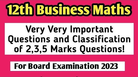 12th Business Maths Important questions 2023|12th|Business|Maths|Public|important|Questions|2023|