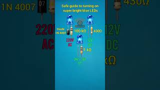 Safe guide to turning on super bright blue LED #electronic #power #led #diy #tech #education #short