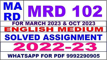 mrd 102 (MARD) solved assignment 2022-23 in english | mrd 102 solved assignment 2023 | mrd 102 2023