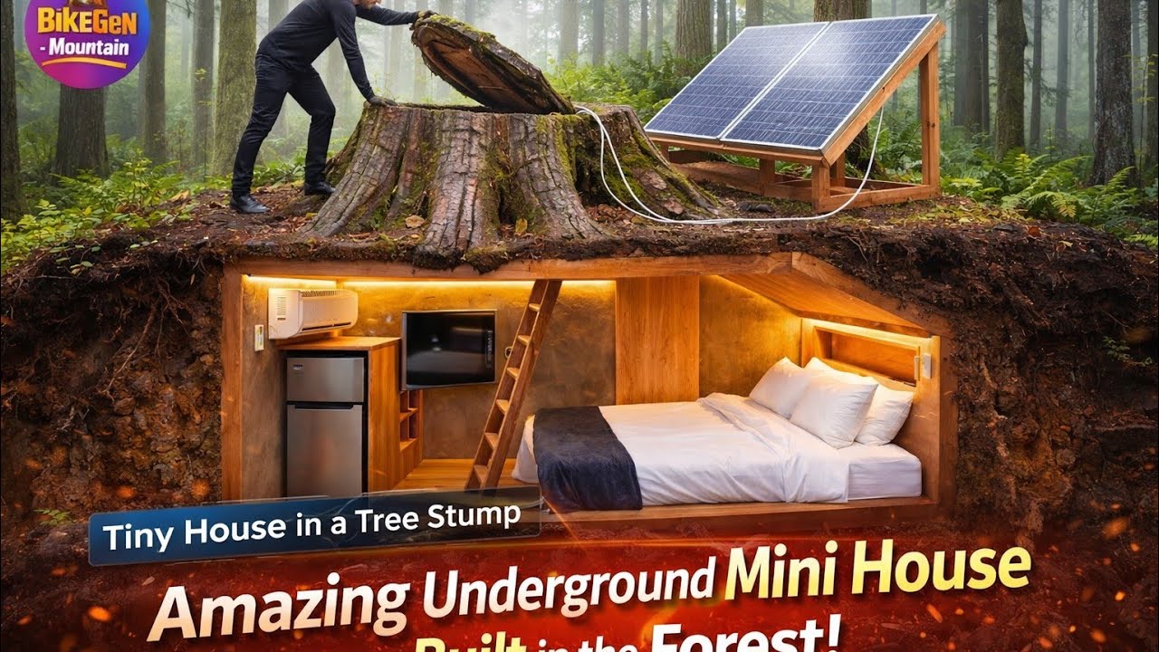 “Building a Hidden Underground Tiny House in the Forest | ASMR”