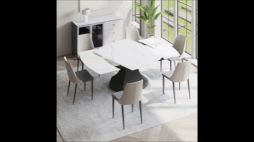 Expandable Rectangular Dining Table with Leaves and Sintered Stone Top