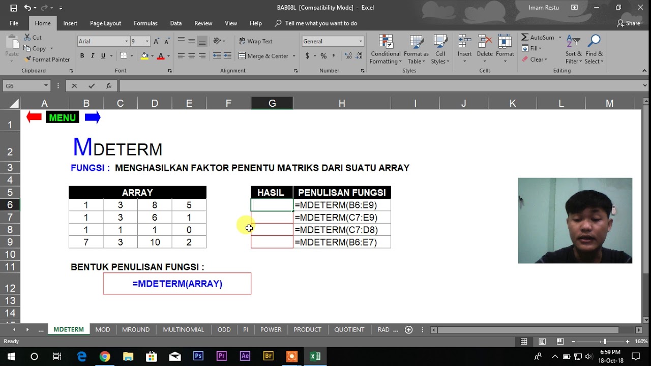 Fungsi Rumus MDETERM di Excel Versi Imam Restu YouTube