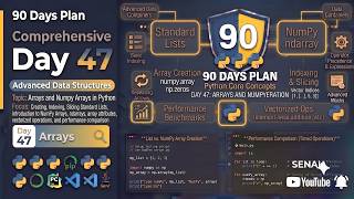 🔥 Day 47 – Part 1 - Python Arrays - 90 Days Plan | Arrays & NumPy Arrays and Its Operations🚀