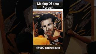 a portrait using waste sachet | waste to wealth art work #sustainability #sustainableart