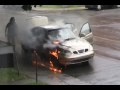My neighbors car on fire