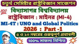 Vidyasagar University 4th Sem Political Science Minor Suggestion 2026 / 4th Sem Pol Science Question