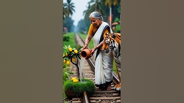 grandmother and tiger planted lemon tree on railway line#shorts#ytshorts#ai#viralvideo