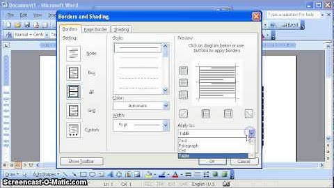 Formatting a Table Border in MS Word