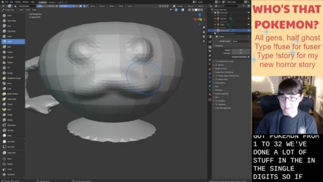 who's that GHOST-MON? Pokemon fusion guessing game | 3d blender art livestream