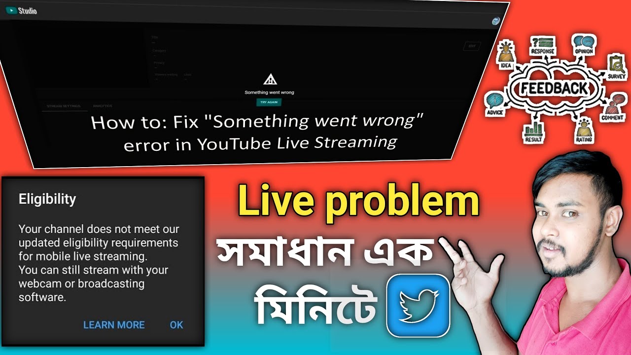 Live Streaming Issues YouTube Live Problem Solve Twitter Posts To Feedback | How To Fix Live ...