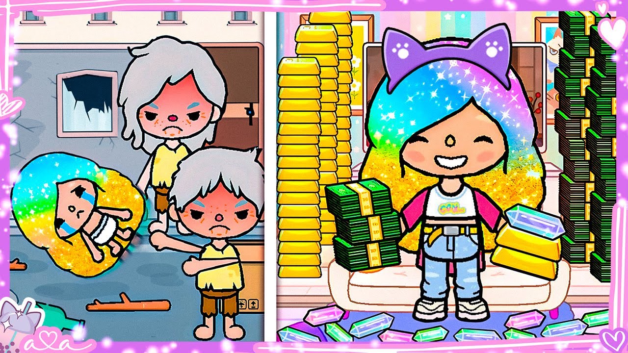 Ich wurde wegen meinen goldenen Regenbogen Haaren reich 🤑💰 Sad Toca Boca Story 🌈 Alles Ava Gaming