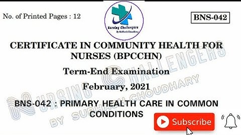 PRIMARY HEALTH CARE IN COMMON  CONDITIONS  || BPCCHN Paper Answer Key || BNS-042 || #BPCCHN_Paper