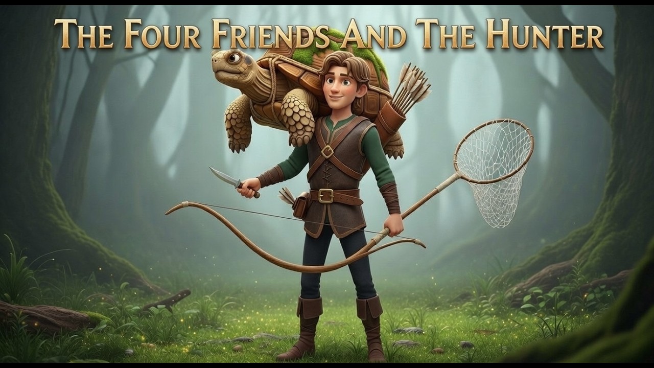 The Four Friends And The Hunter |Moral Stories for Kids|3D Animation Stories
