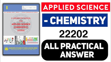 22202 | Applied Science Chemistry | Lab Manual Answer | All Practical Answer | 100% Free | Msbte |