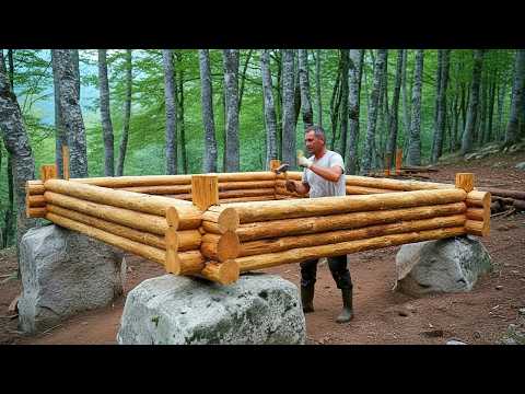This man builds an incredible log cabin all by himself in the wilderness! From start to finish!
