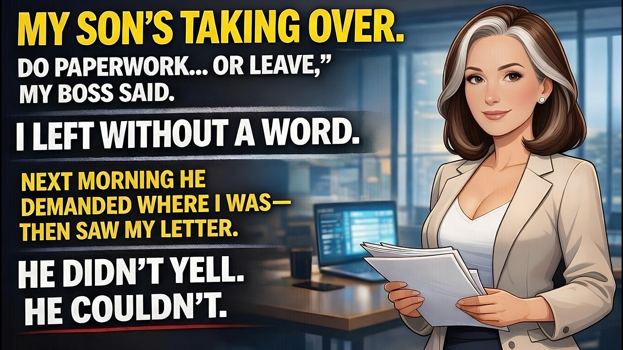 MY boss said HIS SON takes over—DO paperwork or leave. I LEFT; next day HE saw my LETTER!!