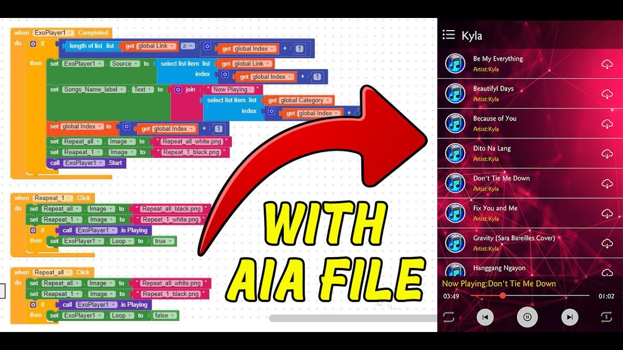Create your own Music Player app for Free | Earn from Admob | Kodular Free aia file