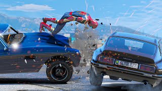 GTA 5 Iron Spiderman No Seatbelt Car Crashes - Spider-Man Cars Gameplay #17