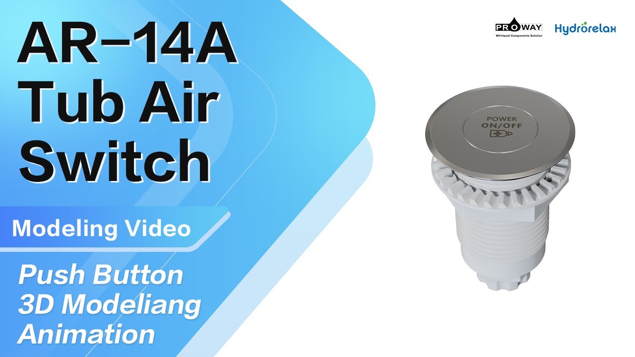 🛁✨ AR-14A Tub Air Switch - Push Button 3D Modeliang Animation 🎬