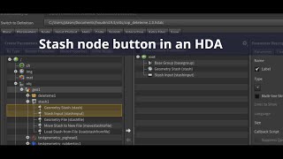 Houdini Stash node button in an HDA