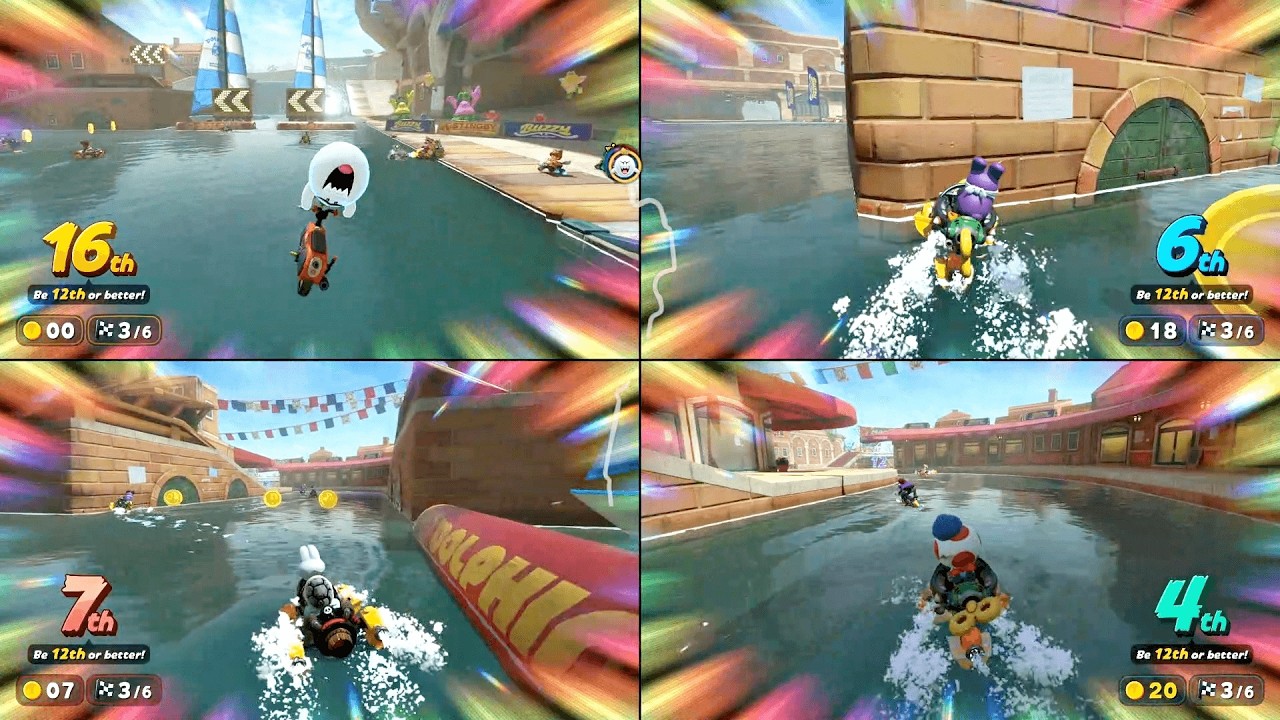 Mario Kart World: King Boo VS Nabbit VS Dry Bones VS Toad Knockout Tour 4 Players Multiplayer