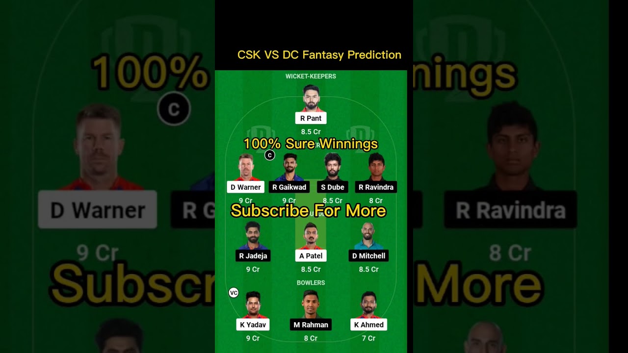 CSK VS DC Fantasy Prediction 