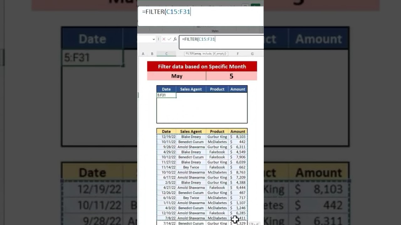 how to create a dynamic filter in excel 