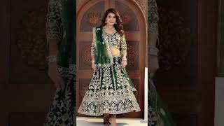 Emerald Green Velvet Lehenga Choli Royal Festive Look Qivii