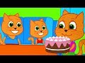 Cats Family in English - Mommy Cake Cartoon for Kids