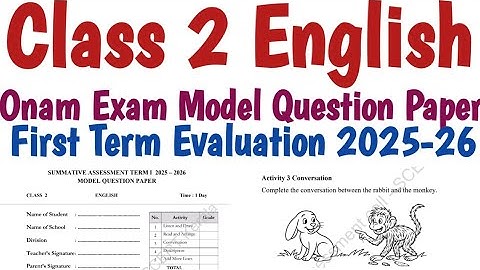 Class 2 English Model Question Paper onam exam /first term exam English std 2