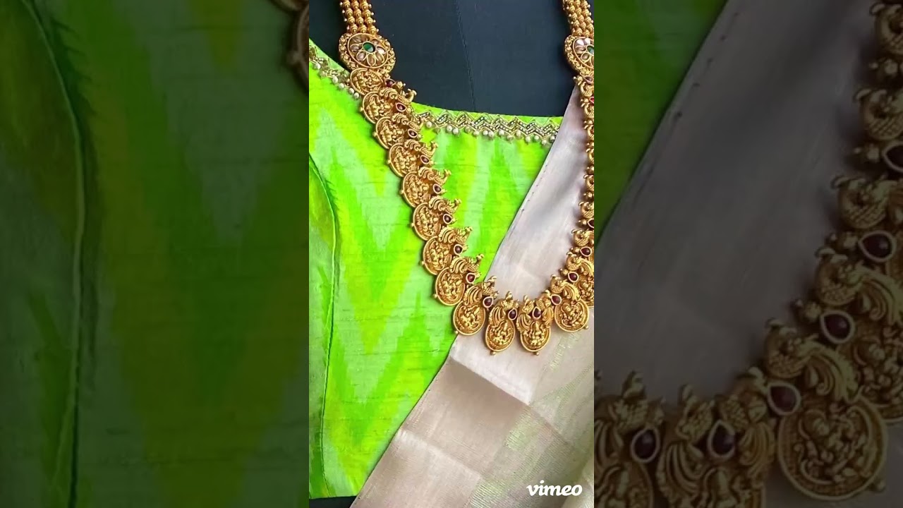 Threads ikkat lime green hand worked blouse