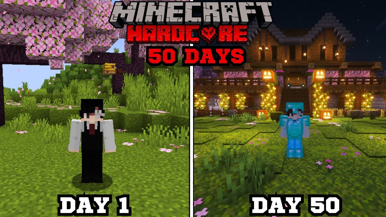 I Survived 50 Days in 1.20 Minecraft Hardcore I Built Giant Beautiful ...
