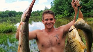 Bowfishing for Gar in Georgia Backwaters - Cleaning\Cooking