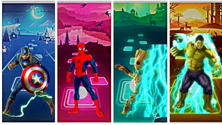 Capitan America Vs Spiderman Vs Groot Vs Hulk Tiles Hop Edm Rush