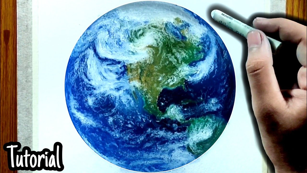 How to draw EARTH with OIL PASTELS step by step - YouTube