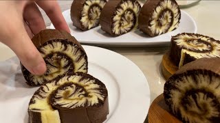 Beautiful Cake Roll ~Hurricane Swiss Cake Roll Recipe | 超高颜值的~可可旋风蛋糕卷食谱