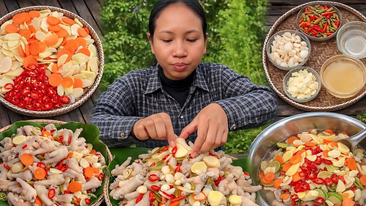 ជ្រក់ជើងមាន់ | Pickled Chicken Feet The Khmer Food | Eating show
