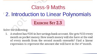 Exercise Set 2.3 / Class-9 Maths NCERT Chapter-2 Introduction to Linear Polynomials / Solution