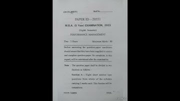 Performance Management (2023) Question paper #managementtimes #management #performance #bba #mba