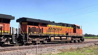 EB NSI with BNSF power rolling on the main headed to New Iberia. After its meet with the WB at Cade.
