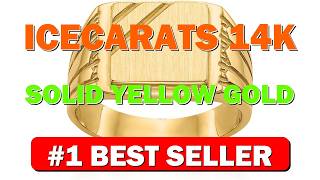 IceCarats 14K Solid Yellow Gold Mens Custom Engraved Signet Ring Handmade Personalized - B00NC4KELG