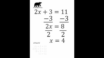 Solve 2x+3=11 #algebrabasics #maths