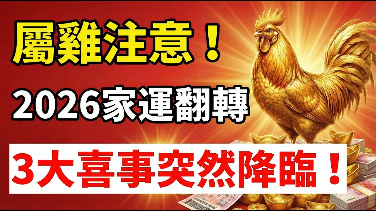 老天爺開眼了！屬雞人2026年『家運』大翻轉，神準預言：這3大喜事即將發生！#屬雞2026運勢 #2026生肖雞運勢 #屬雞 #2026馬年 #家運 #風水 #生肖雞 #開運 #財運 #生肖雞家運