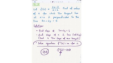 Unit #3 Review... (Sec. 3.3/etc.) Find where tangent line is perpendicular to given line (part 1)