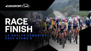 💨💨💨😱 WHAT A SPRINT! | La Vuelta Femenina Stage 2 Race Finish | Eurosport Cycling